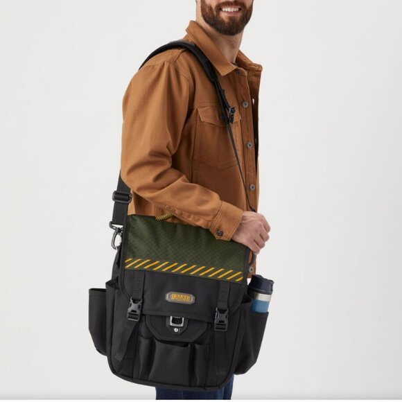 Duluth Trading Company Cab Commander Travel Work Messenger Bag Black Green - Picture 4 of 10